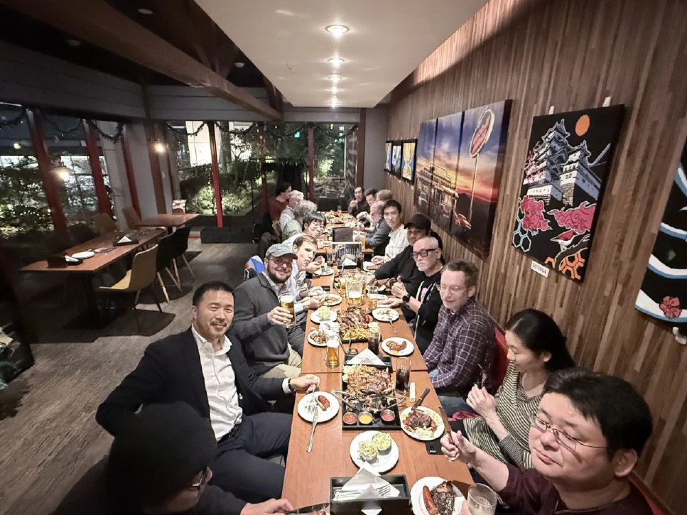 TLUG members at the 2025 bonenkai at Midtown BBQ Tokyo